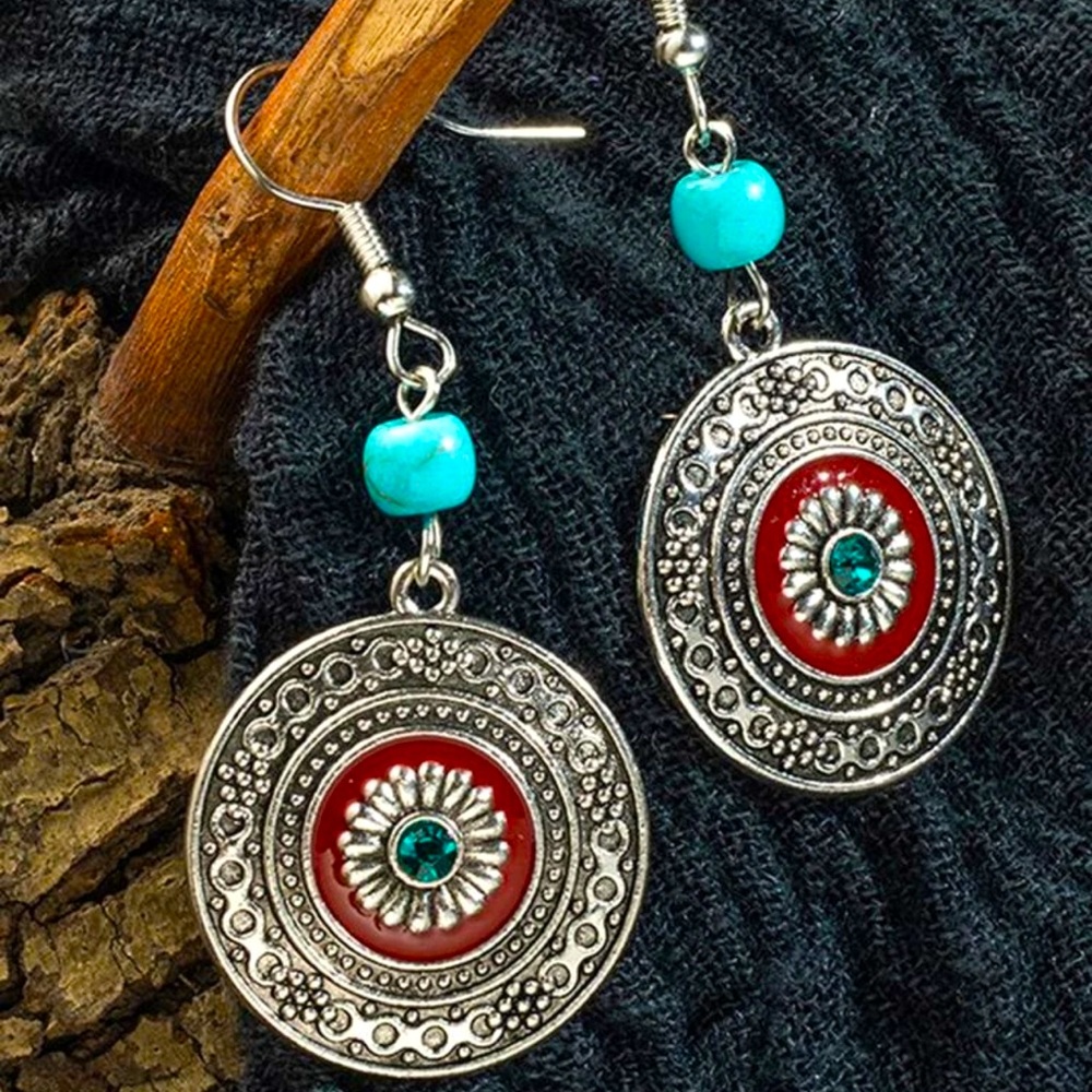 3 for $25 / Turquoise Round Drop Earrings